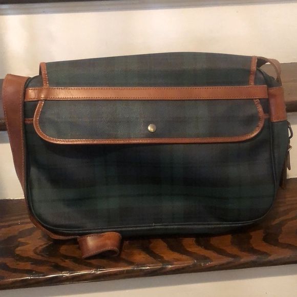 K RALPH LAUREN Black Watch Plaid Crossbody Messenger Camp School College Bag - Picture 4 of 17